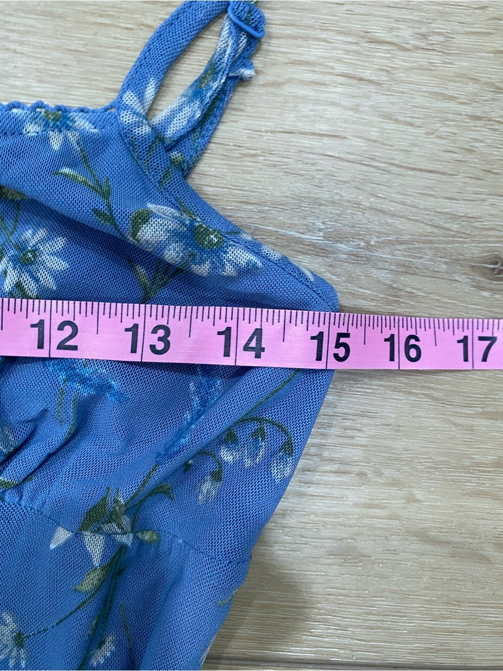 Thirty Thirty LA Blue Floral Mesh Midi Dress L Fairycore Y2K 90’s Inspired Slip - Picture 7 of 10